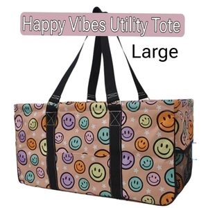 Sold NWT HAPPY VIBES 😁NGIL Canvas UtilityTote Bag beach, pool shipping